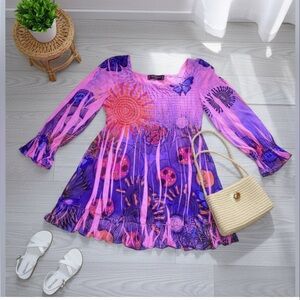 Girls Purple Floral long Sleeve Tee